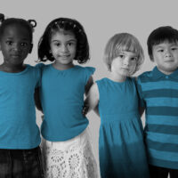 Group of multiracial happy kids portrait.