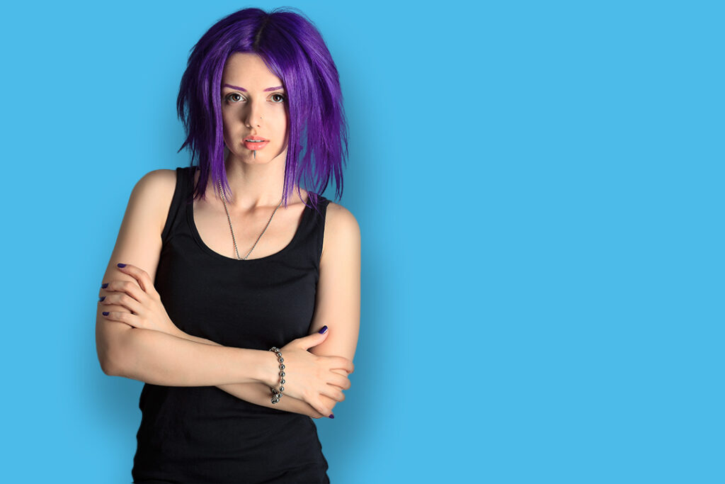 teen girl purple hair