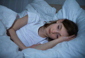 Innocent Girl In Bedroom Having Sleeplessness Night