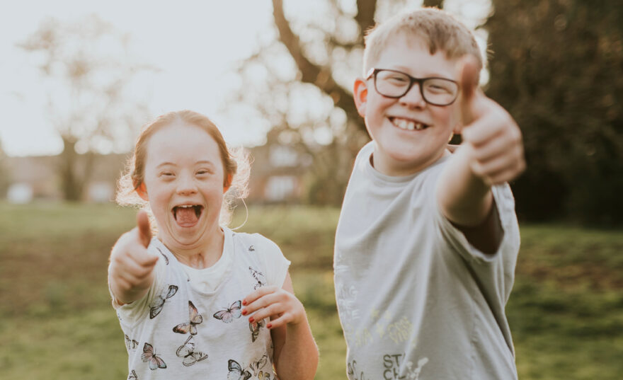 Happy siblings in the garden