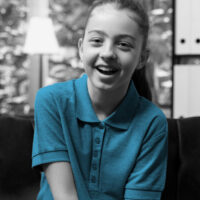 smiling intellectual disabled girl