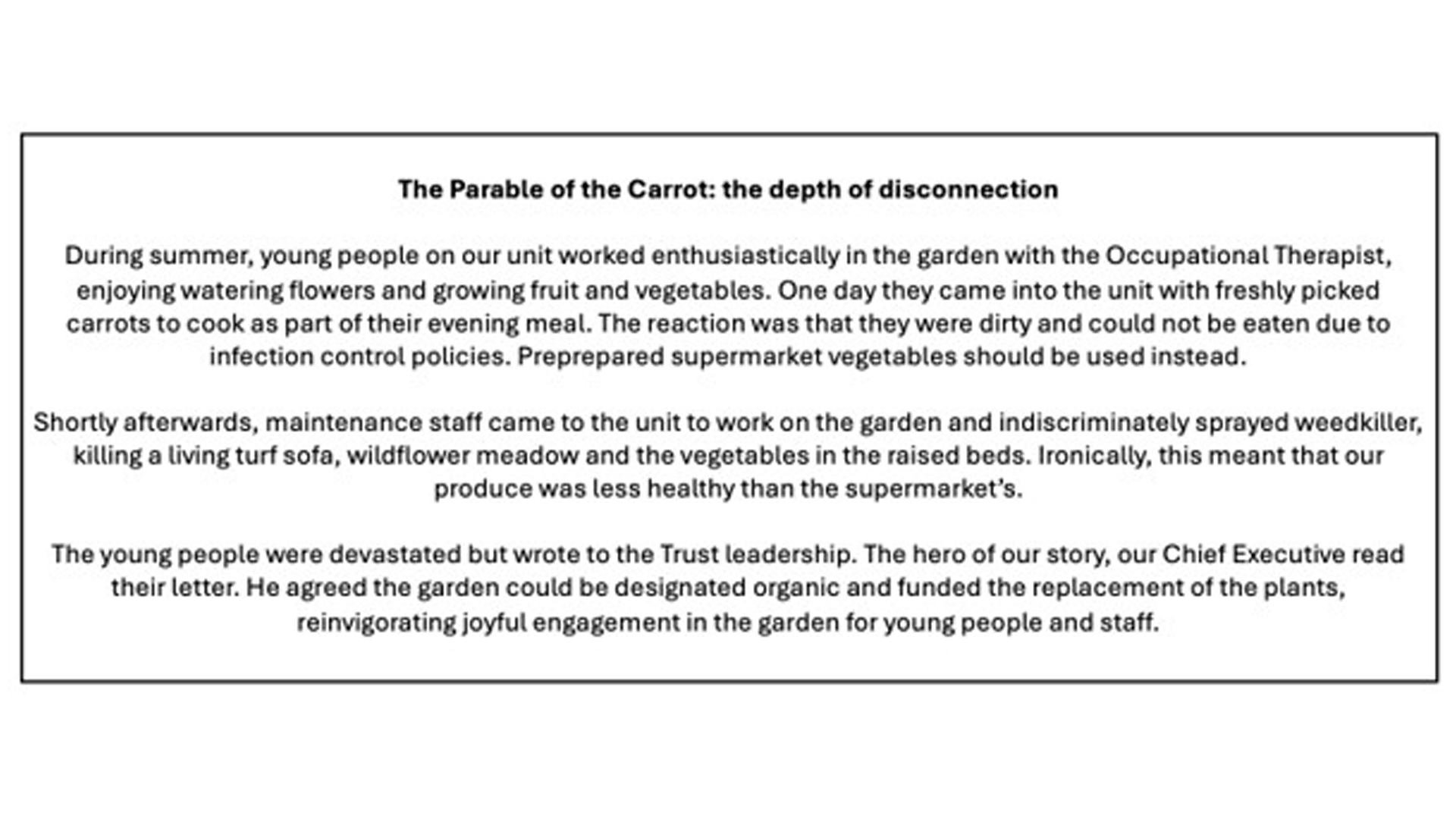Nature and mental health carrot parable