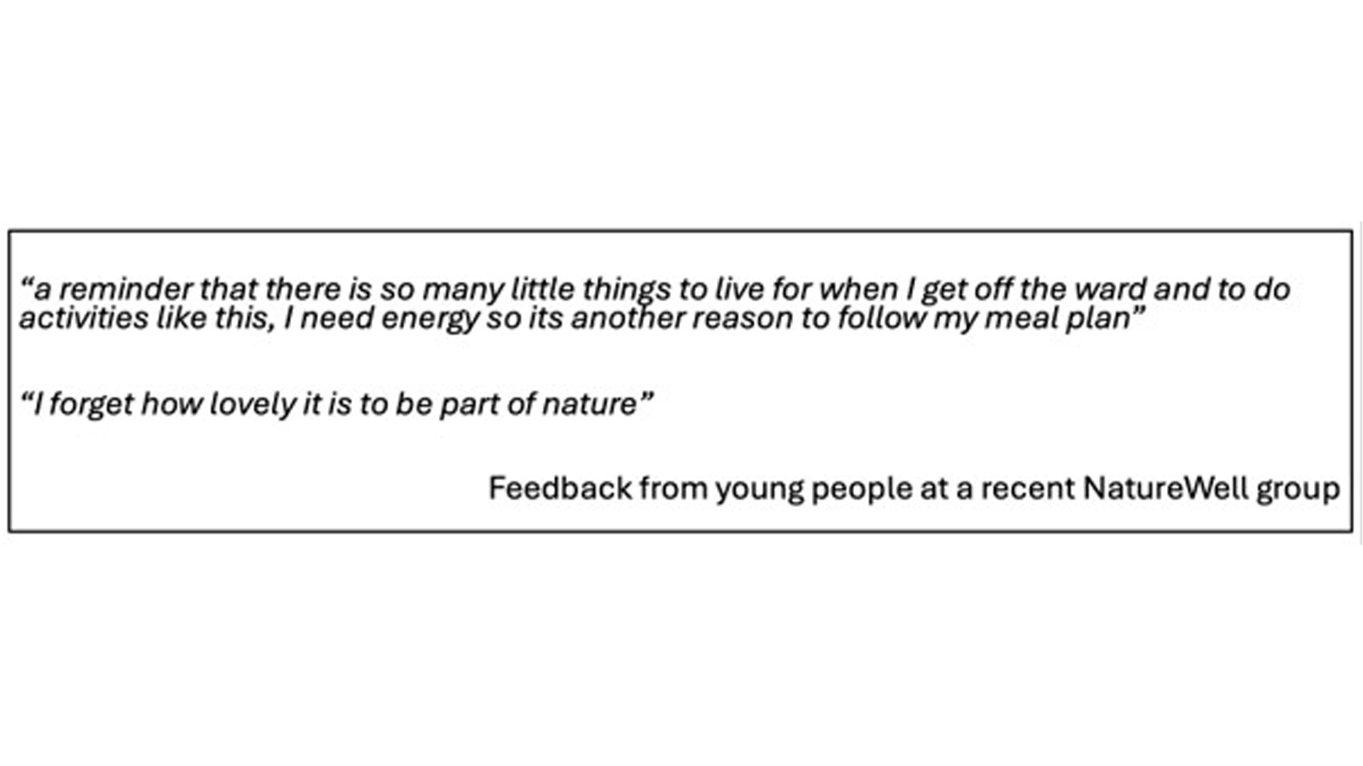 nature and mental health feedback from young people